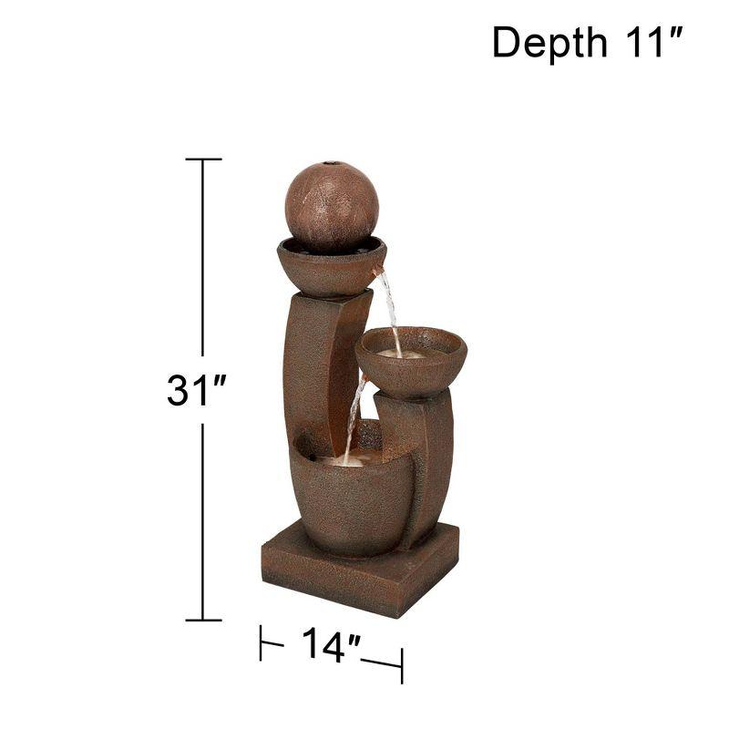 Curved Columns 31" High Large Modern Zen Indoor Outdoor Decor Faux Stone Floor Fountain with Light LED Outside Garden Patio