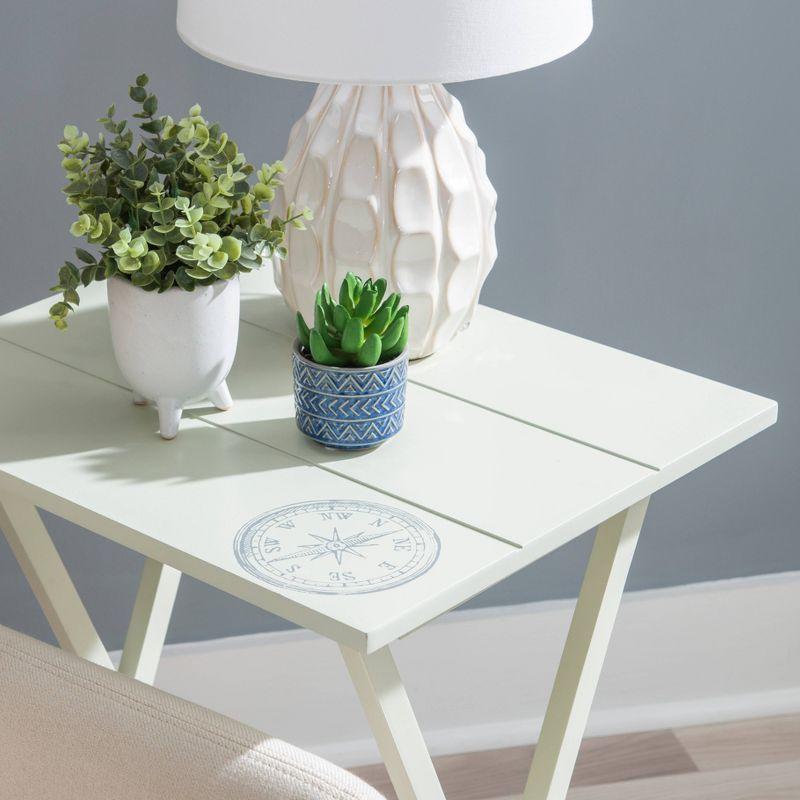 Linon Set of 4 26.4" Compass Finish Plank Tray Tables with Matching Stand Light Gray: Acacia & Rubberwood, Foldable