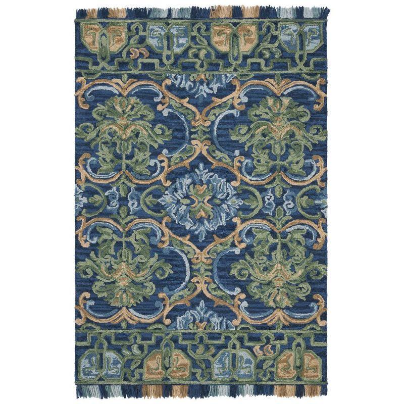 Blossom BLM422 Hand Tufted Indoor Accent Rug - Navy/Green - 3'x5' - Safavieh