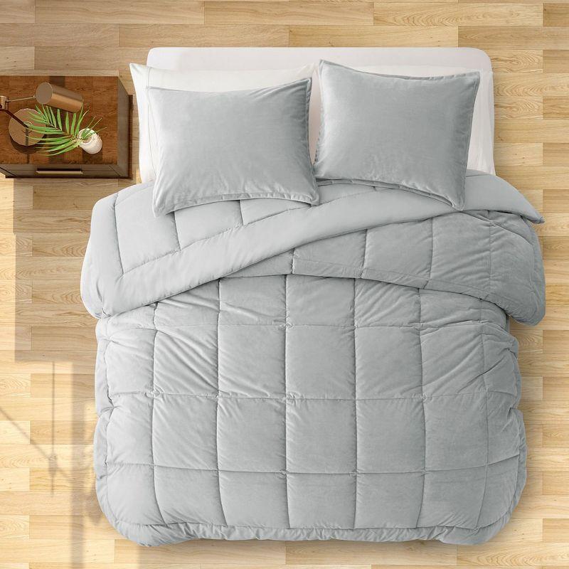 King Gray Reversible Velvet Down Alternative Comforter Set