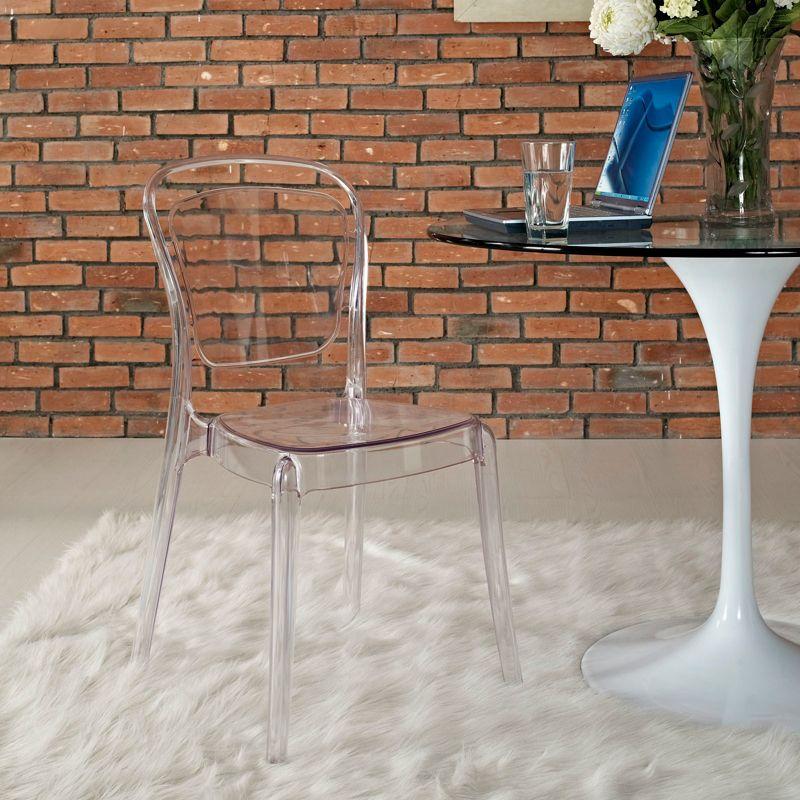 Entreat Minimalist Clear Polycarbonate Dining Side Chair