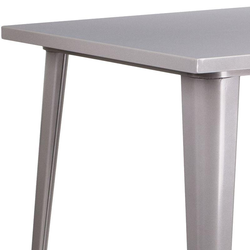 Flash Furniture Commercial Grade 31.5" Square Silver Metal Indoor-Outdoor Bar Height Table