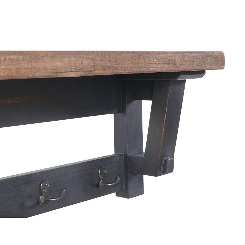 42" Black Solid Wood Hall Tree with Shelf and Bench