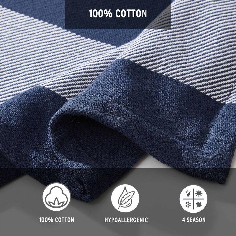 Boylston Navy and White Full Cotton Reversible Blanket