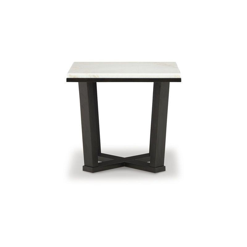 Contemporary Square End Table with White Marble Top