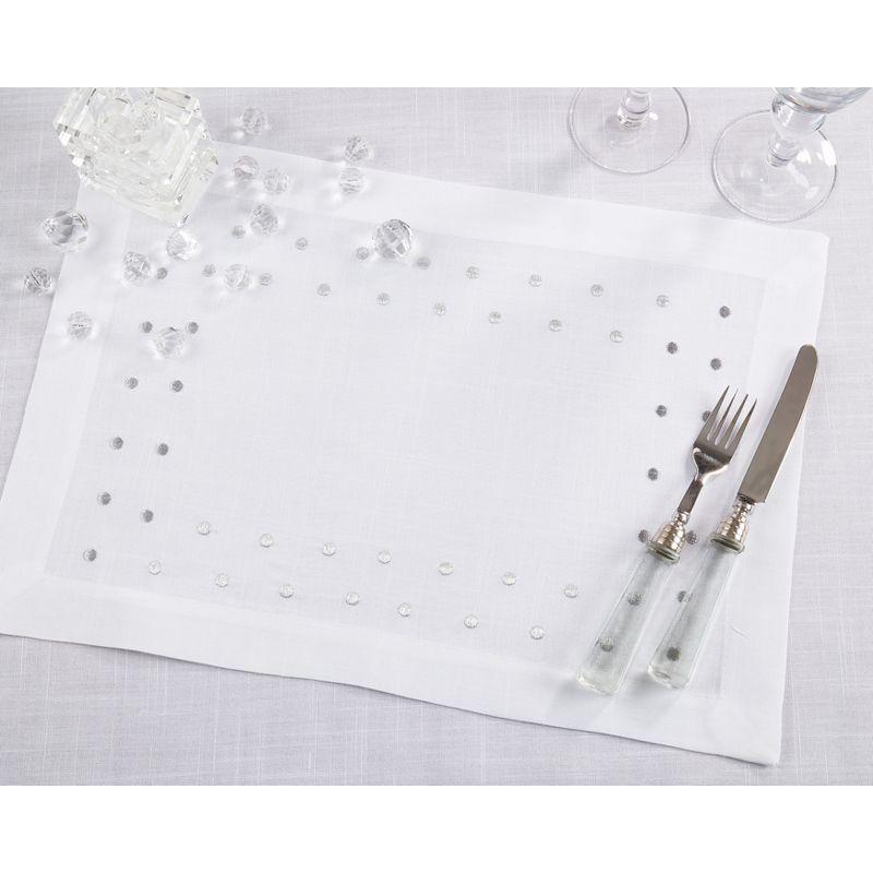 Silver Polka Dot Fabric Placemats Set of 4