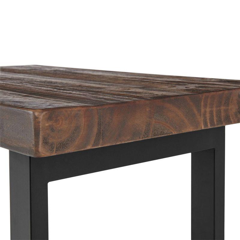 Pomona Solid Wood and Metal End Table with Shelf - Alaterre Furniture: Rustic Design, Fixed Shelf, Rectangle Shape