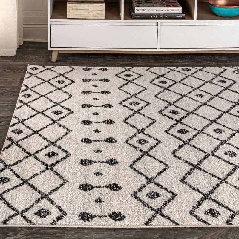 3'x5' Aksil Moroccan Beni Souk Area Rug, Cream/Black - JONATHAN Y