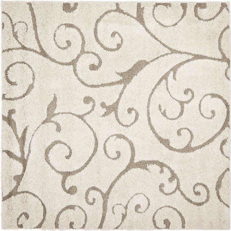 Florida Shag SG455 Power Loomed Indoor Area Rug - Cream/Beige - 4'x4' - Safavieh.