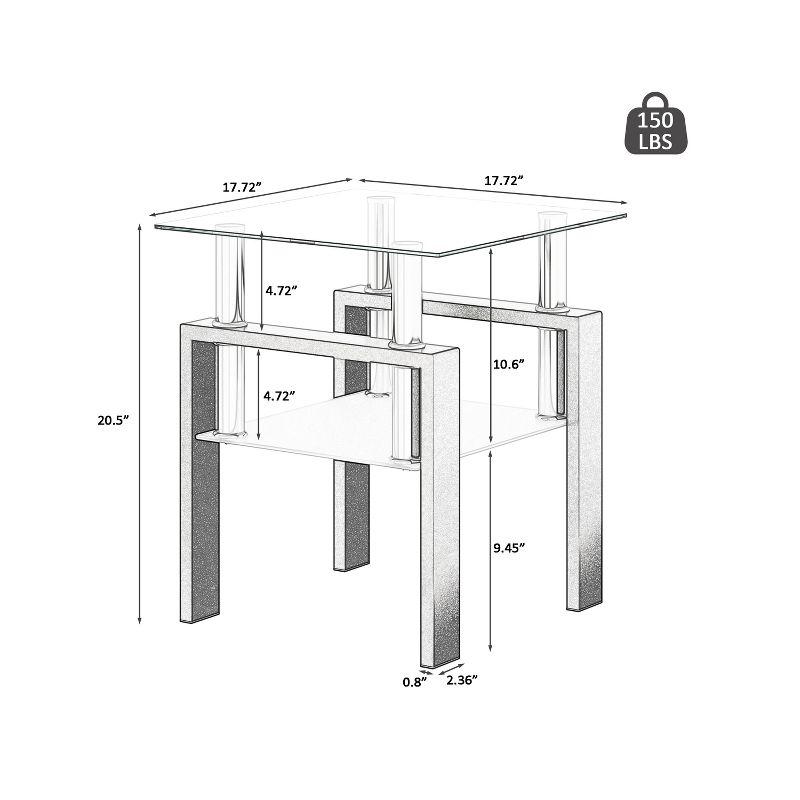 Set of 2, Modern Tempered Glass End Table - ModernLuxe