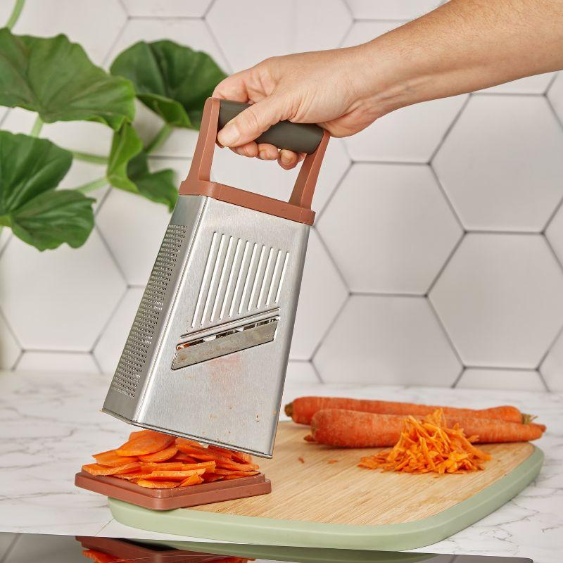 Stainless Steel 4-Sided Box Grater with Soft-Grip Handle