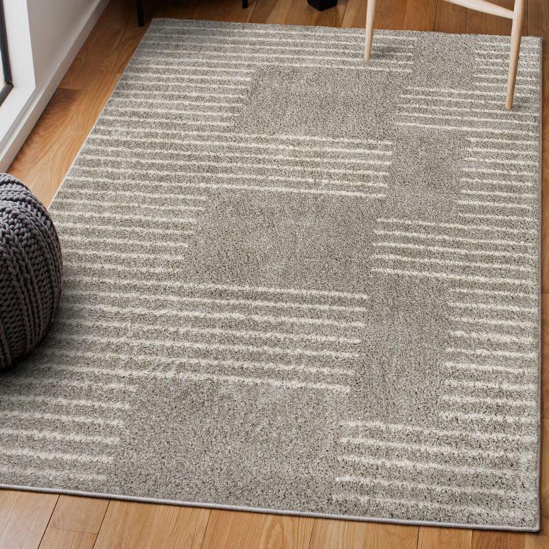 Petra Abstract Stripe Geometric Shag Area Rug - JONATHAN Y