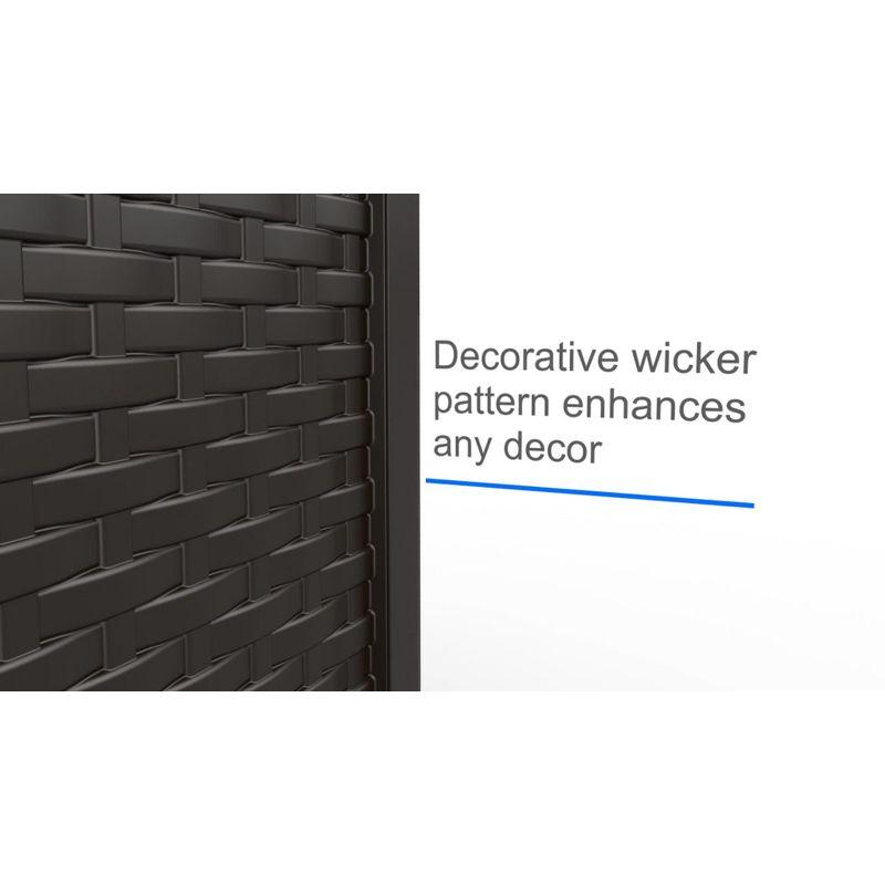 Suncast Suncast Wicker 22 Gallon Water Resistant Resin Deck Box with Storage Seat in Java