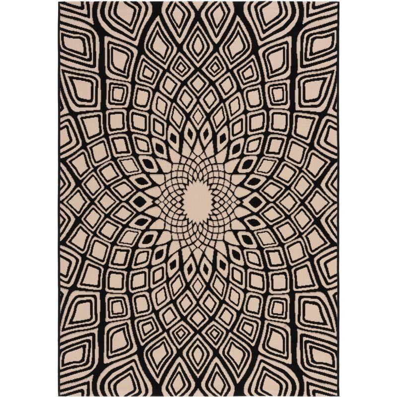 Courtyard CY6616 Power Loomed Indoor/Outdoor Area Rug - Black/Beige - 5'3"x7'7" - Safavieh.