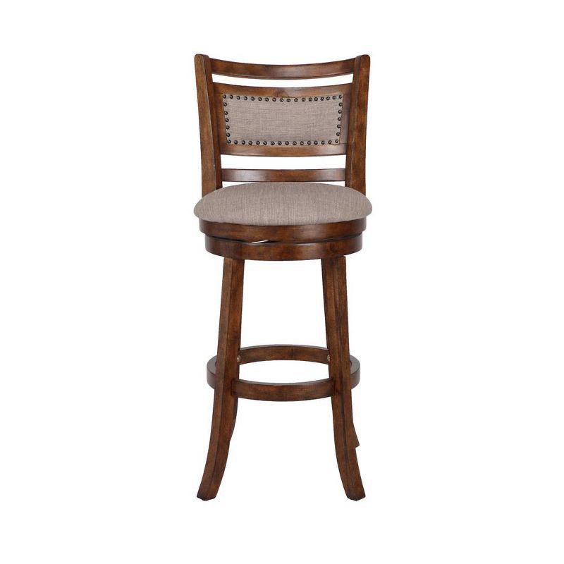 Aberdeen Dark Brown Wood Swivel Bar Stool with Fabric Seat