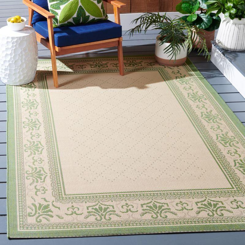 Courtyard CY0901 UV & Stain Resistant Non-Shedding Power Loomed Indoor/Outdoor Accent Rug - Natural/Olive - 4'x5'7" - Safavieh