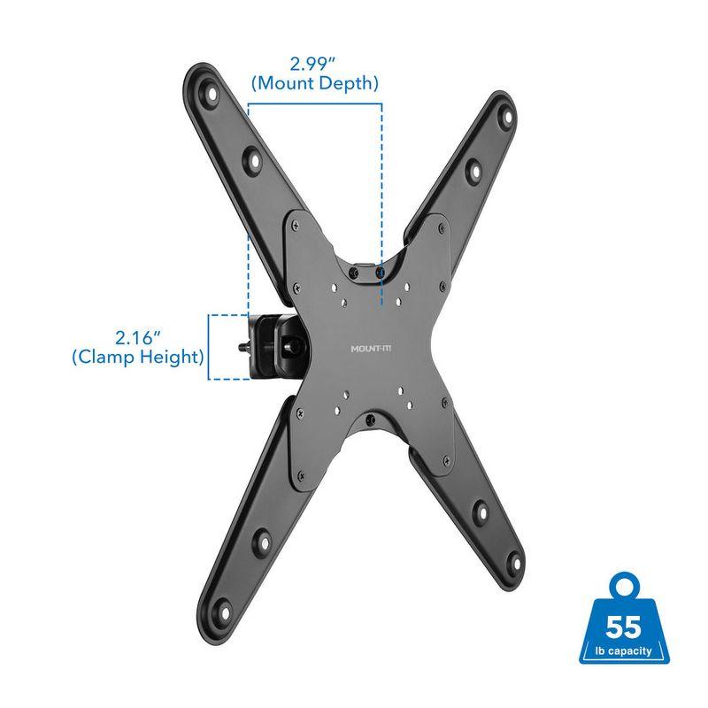 Mount-It! TV Pole Mount, Full Motion Bracket for TVs up to 55 Inches | VESA 200, 300, 400 Compatible | Clamp Mounting Base for Indoor and Outdoor Use