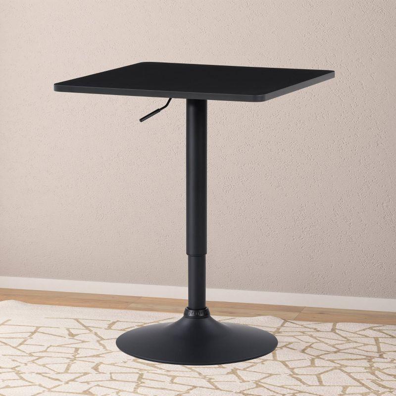 Black Adjustable Height Square Wood Bar Table