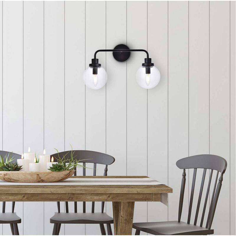 Elegant Lighting Hanson 2 lights bath sconce in black with clear shade