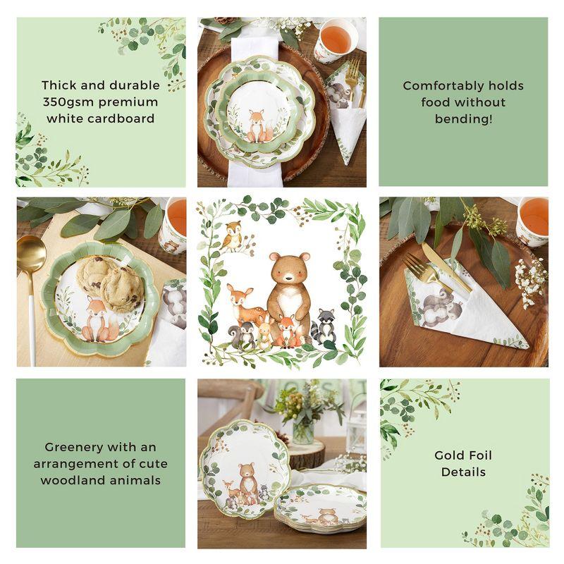 Kate Aspen Kate Aspen Woodland Baby Shower Decorations; 78-Piece Disposable Party Plates; Cups & Napkins Set for 16 Guests – Adorable Woodland Animals Theme, Table Decor; Birthday; Gender Neutral Party (Set of 78)