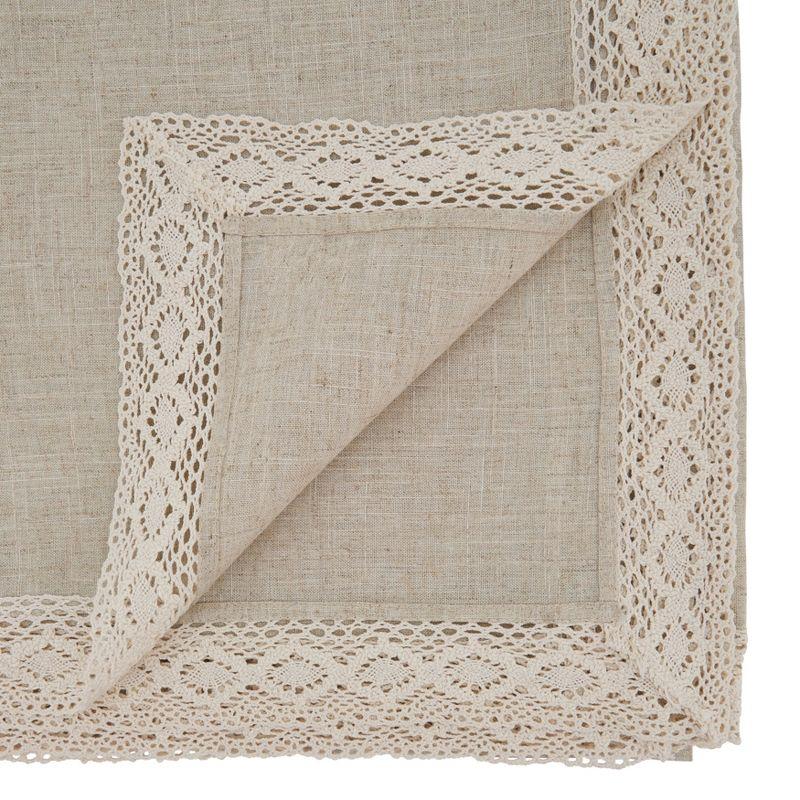 Saro Lifestyle Lace Border Design Tablecloth, Natural, 70" x 180"