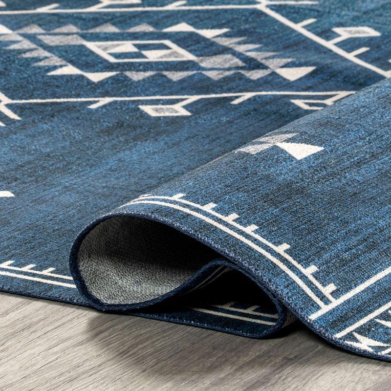 Nuloom Evalyn Diamond 3x5 Machine Washable Accent Indoor Area Rug for Living Room Bedroom Dining Room Entryway Kitchen, Navy/Ivory