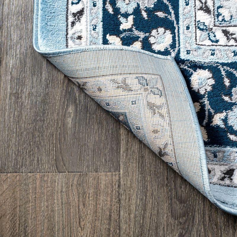 2'x 8' Palmette Modern Persian Floral Runner Rug, Blue/Navy - JONATHAN Y