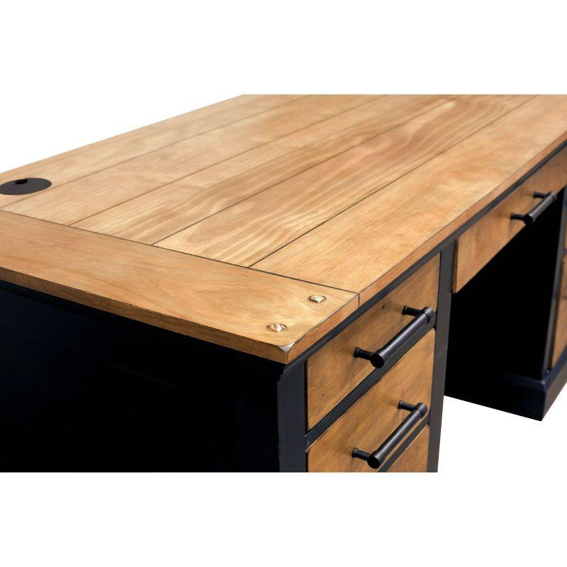 Martin Furniture Toulouse Double Pedestal Desk Honey/Black: Sturdy Wood Executive Office Furniture with Enclosed Storage