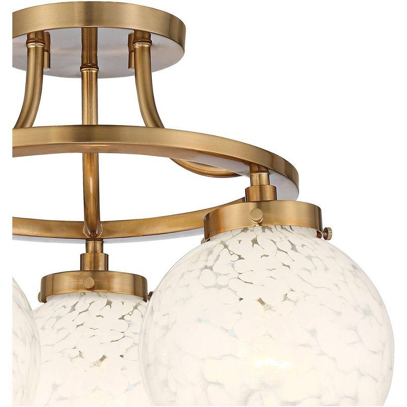 Aged Brass and Art Glass 19" Modern Ceiling Light