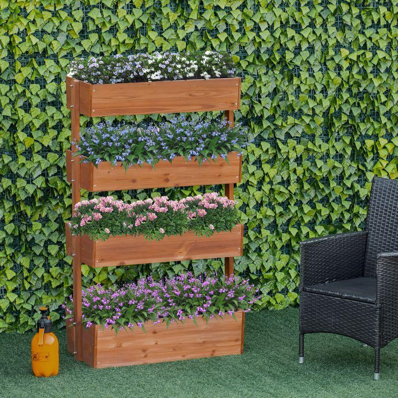 4-Tier Adjustable Wooden Vertical Garden Planter in Orange