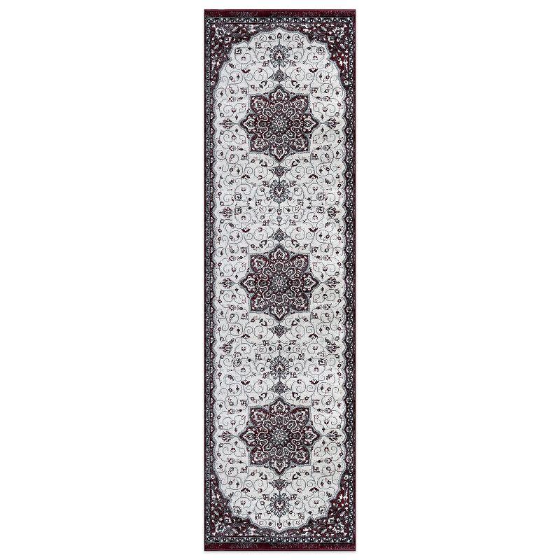 World Rug Gallery Traditional Medallion Area Rug - BURGUNDY 2'x7'