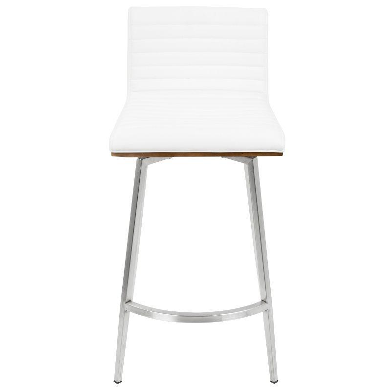 LumiSource Set of 2 Mason Contemporary Swivel Counter Height Barstools White: Faux Leather, Steel Legs, Fixed 24.5" Seat Height