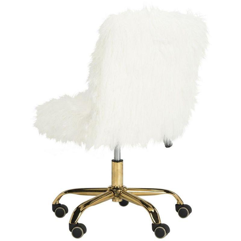 26'' White and Gold Faux Sheepskin Transitional Swivel Task Chair