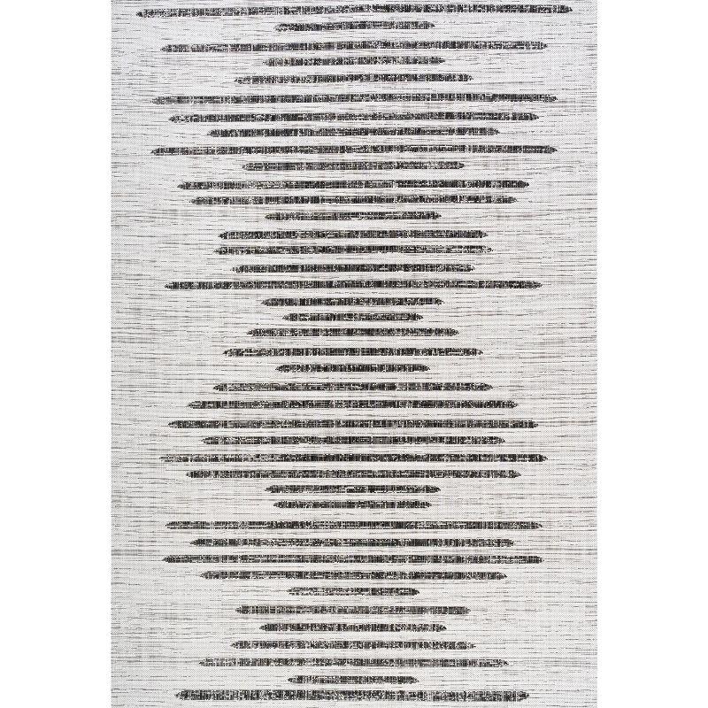 4'x6' Zolak Berber Stripe Geometric Indoor/Outdoor Area Rug, Ivory/Black - JONATHAN Y