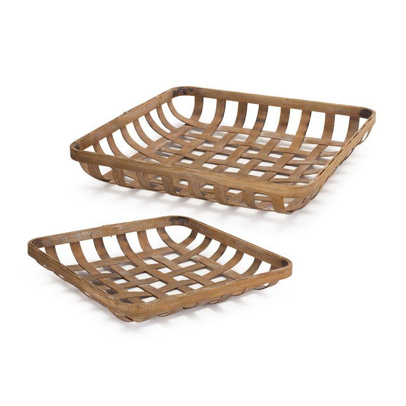 Melrose Square Bamboo Basket Tray (Set of 2)