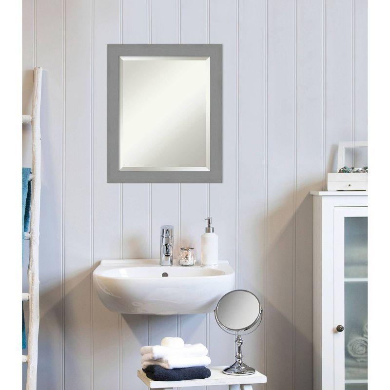 20" x 24" Brushed Nickel Framed Bathroom Vanity Wall Mirror - Amanti Art: Modern Rectangle, No Assembly Required