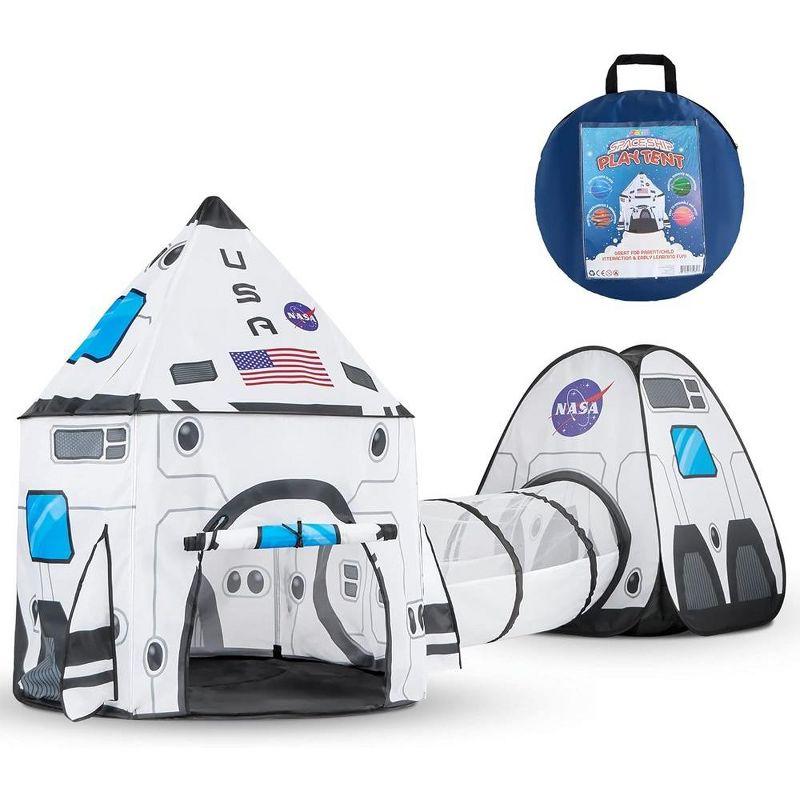 White Rocket Ship Pop Up Play Tent with Tunnel and Playhouse