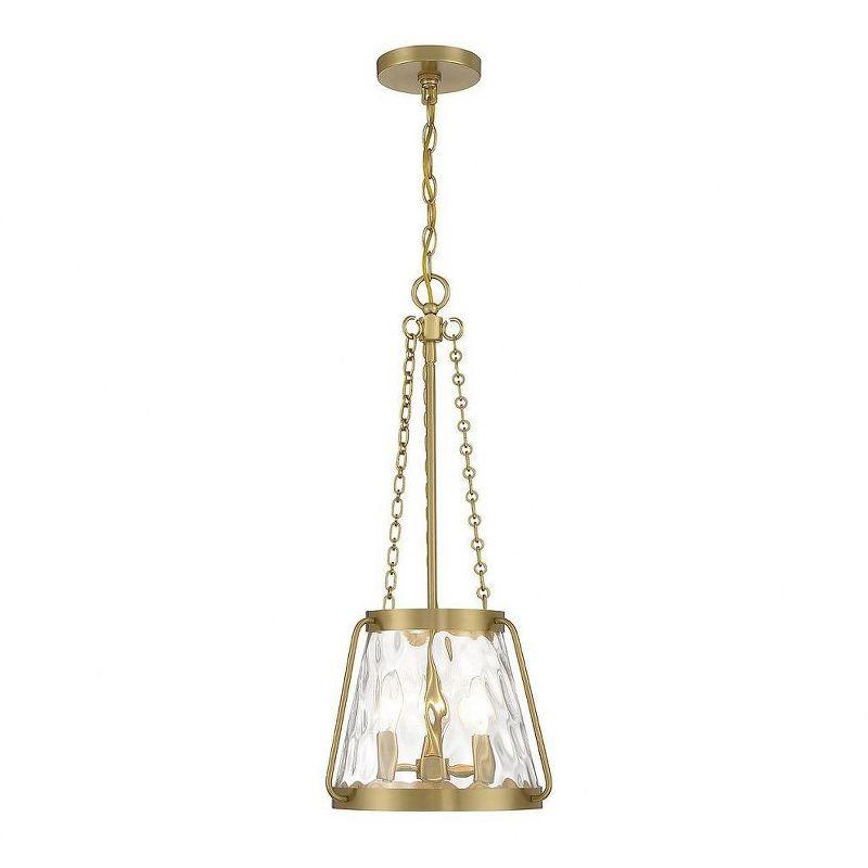 Crawford Warm Brass 3-Light Pendant with Clear Water Glass Shade