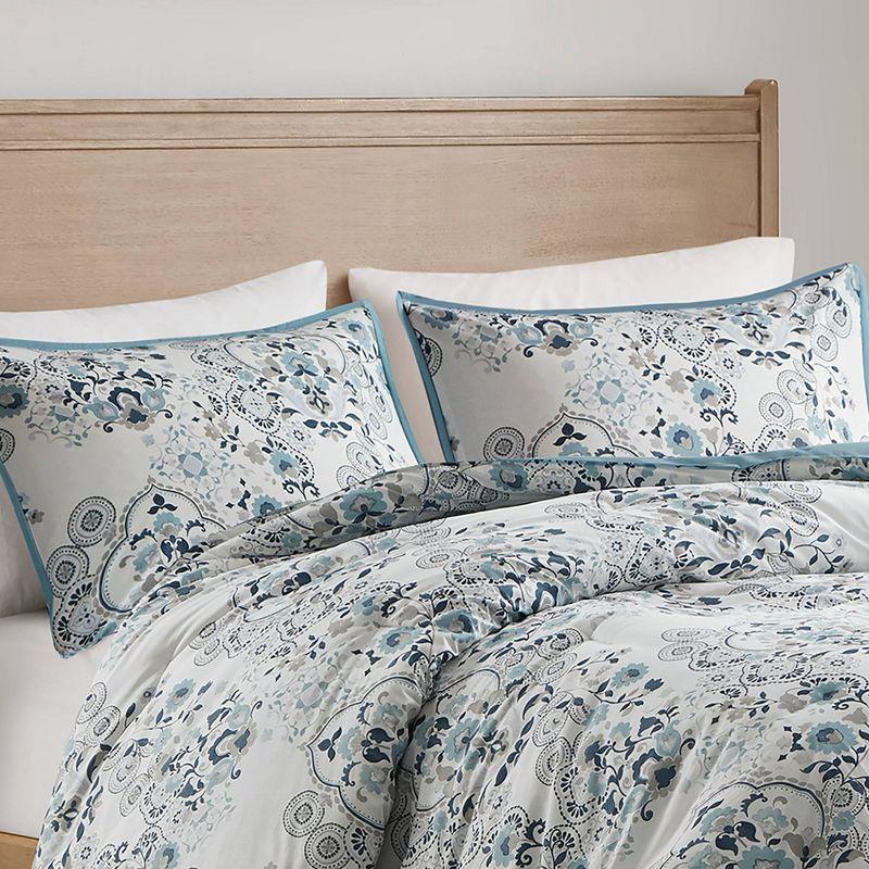 Brielle 3 Piece Floral Printed Cotton Comforter Set