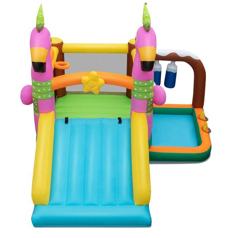 Costway Flamingo-Themed Bounce Castle 7-in-1 Kids Inflatable Jumping House