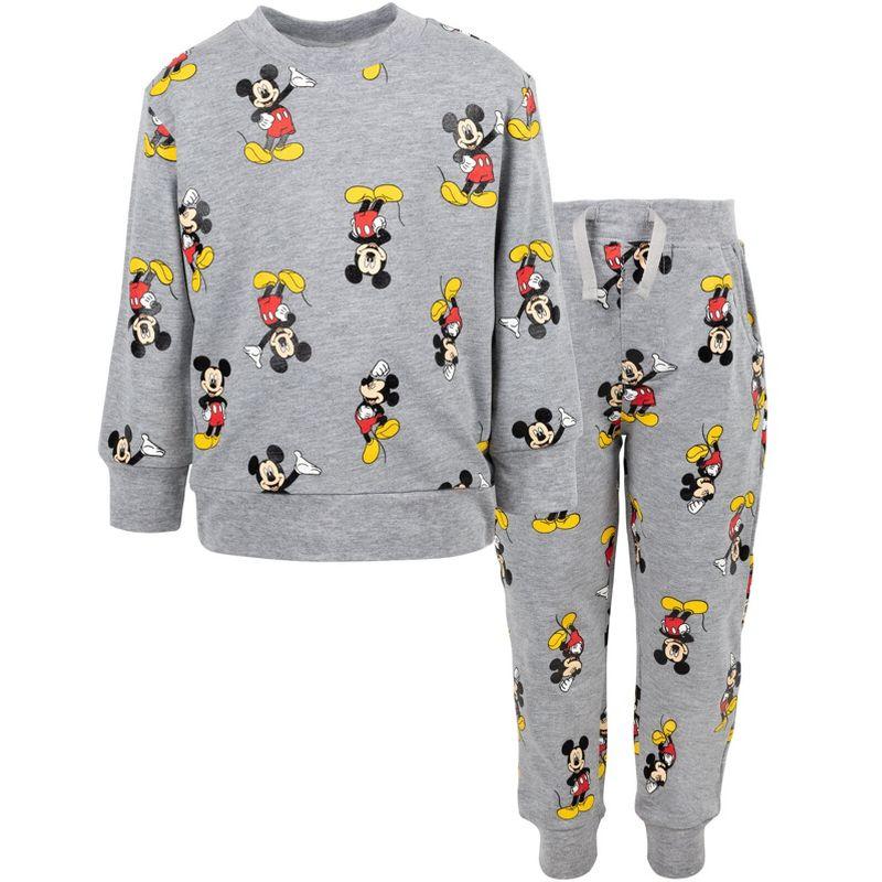 Disney Mickey Mouse Little Boys French Terry Sweatshirt and Pants Set Heather Grey 6
