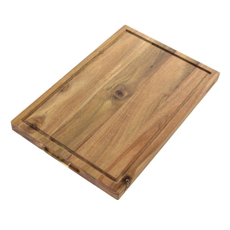 Acacia Wood Rectangular Cutting Board with Groove Handles