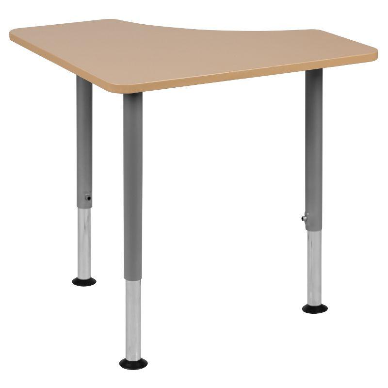 Triangular Gray Chrome Adjustable Student Desk 32"x20.5"