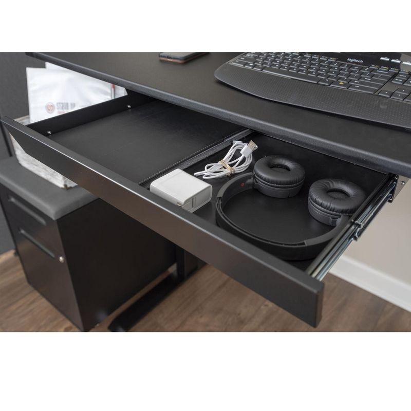 Black Powder Coated Steel Sliding Under-Desk Drawer