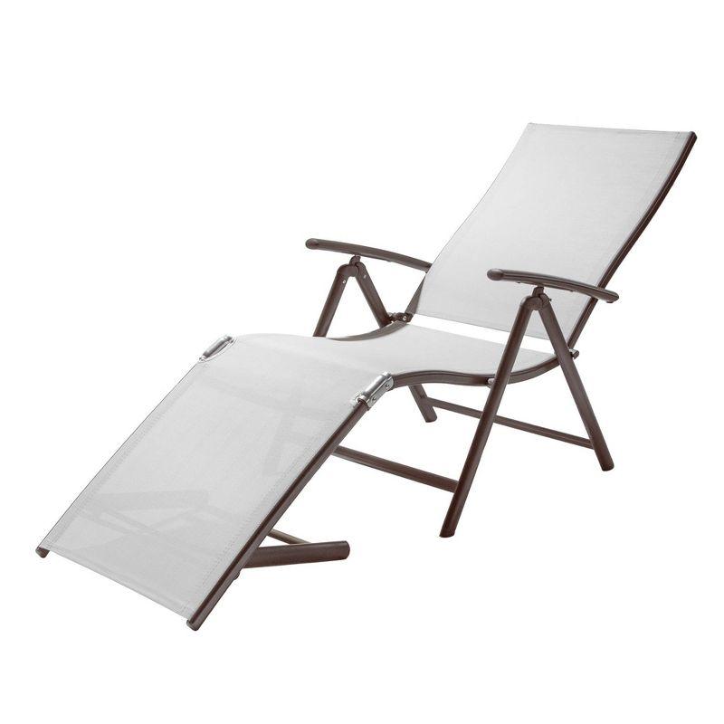 2pc Outdoor Aluminum Adjustable Chaise Lounges - Light Gray - Crestlive Products