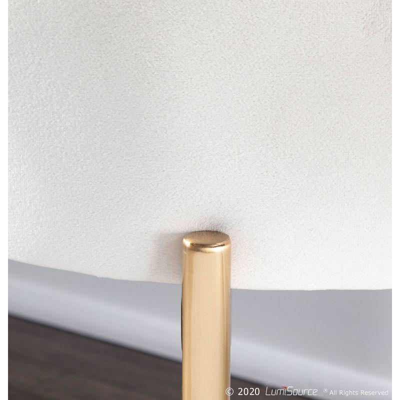 48" Chloe Contemporary Upholstered Storage Bench Gold/Cream - LumiSource: Velvet Seating, Metal Base