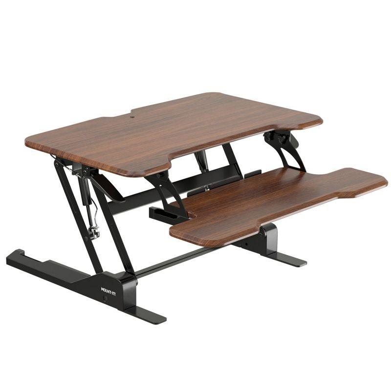 30" Dark Walnut Woodgrain Steel Standing Desk Converter