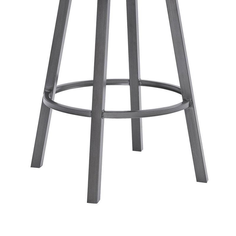 30" Fargo Counter Height Barstool Metal Barstool in Mineral Finish with Faux Leather Black - Armen Living: Upholstered Low Back, Fixed Height