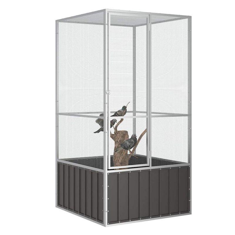 vidaXL Bird Cage Anthracite 43.7 in.x42.1 in.x83.3 in. Galvanized Steel