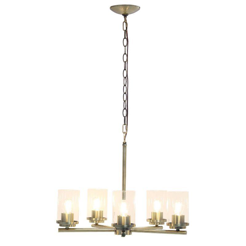 5-Light 20.5" Classic Contemporary Clear Glass/Metal Hanging Pendant  - Lalia Home